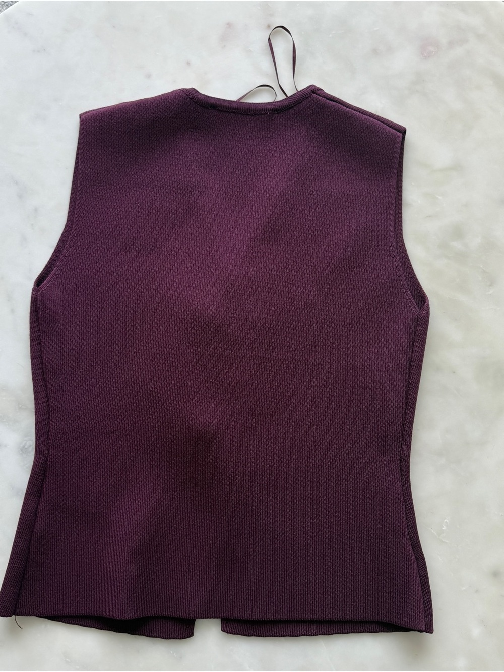 Zara Maroon Sleeveless V-Neck Knit Vest with Gold Buttons - Picture 5 of 5